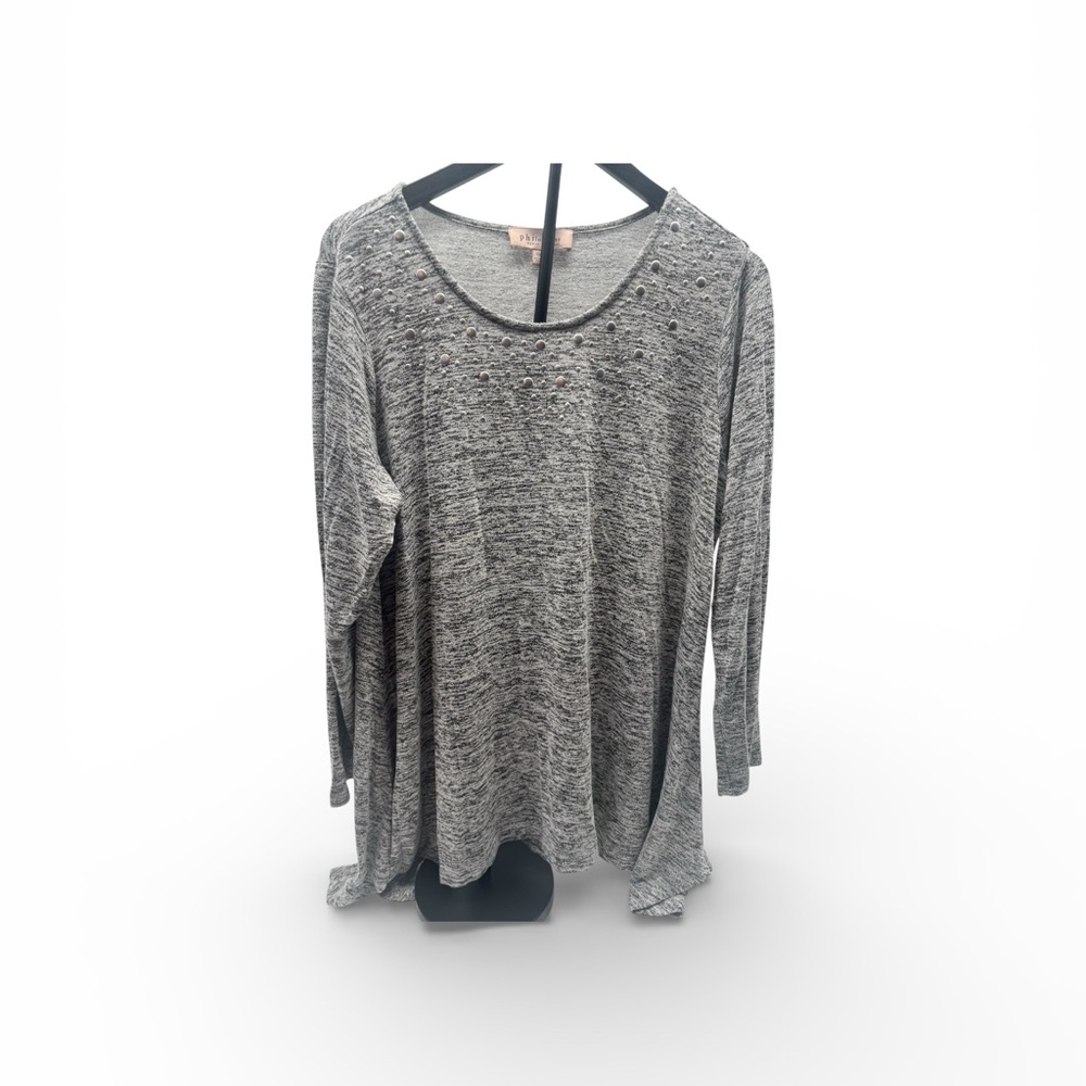 Philosophy Women’s Embellished Gray Long Sleeve Tunic size XL - Picture 2 of 8